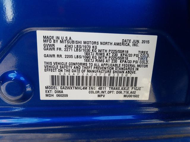 2015 MITSUBISHI OUTLANDER 4A4AP3AU4FE038807