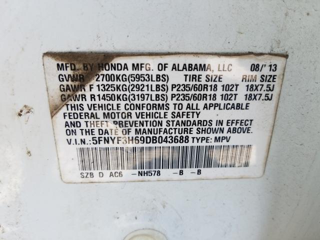 2013 HONDA PILOT 5FNYF3H69DB043688