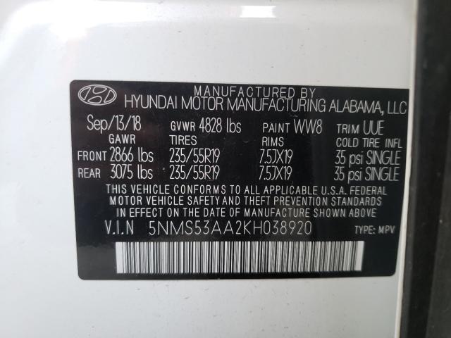 2019 HYUNDAI SANTA FE L 5NMS53AA2KH038920