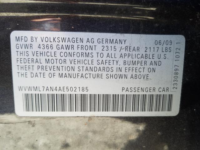 2010 VOLKSWAGEN CC SPORT WVWML7AN4AE502185