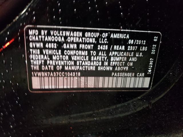 2012 VOLKSWAGEN PASSAT SE 1VWBN7A37CC104318