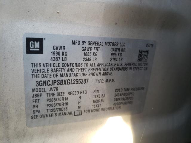 2016 CHEVROLET TRAX 1LT 3GNCJPSBXGL255387