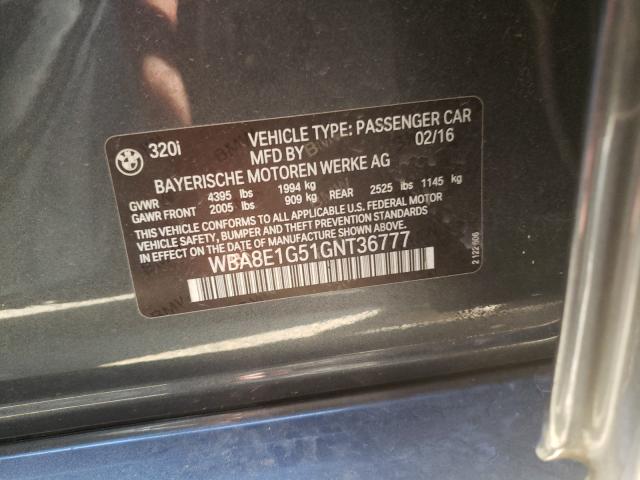 2016 BMW 320 I - WBA8E1G51GNT36777