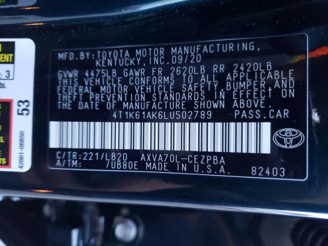 2020 TOYOTA CAMRY 4T1K61AK6LU502789