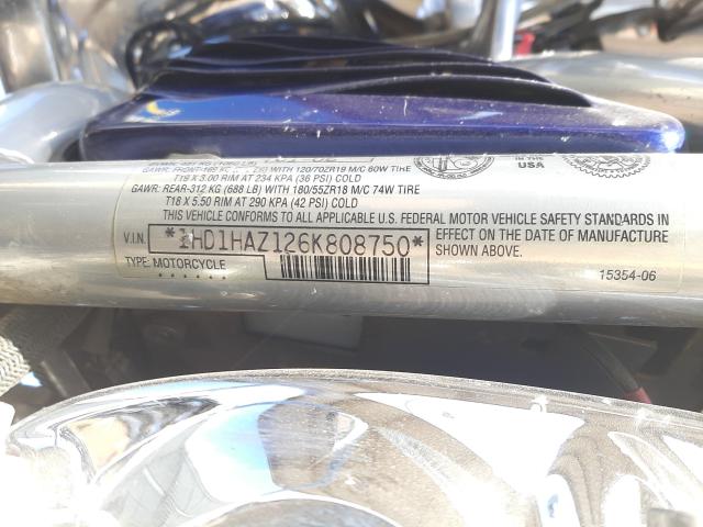 2006 HARLEY-DAVIDSON VRSCA 1HD1HAZ126K808750