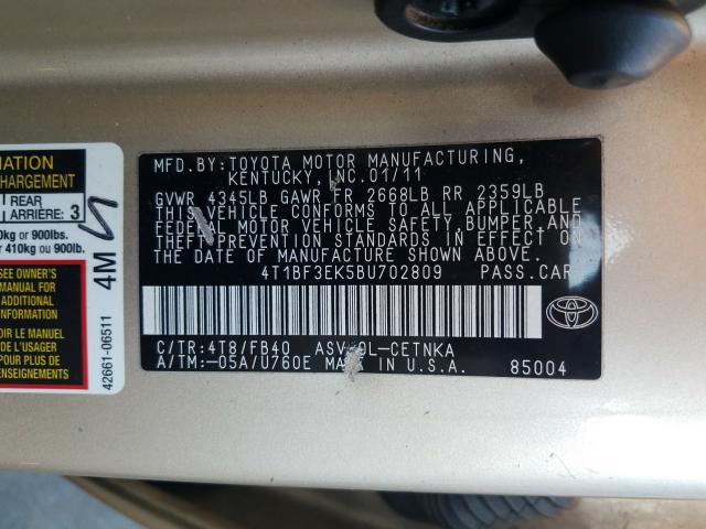 2011 TOYOTA CAMRY BASE 4T1BF3EK5BU702809