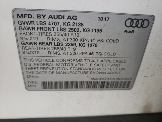 2018 AUDI Q3 PREMIUM WA1BCCFSXJR015610