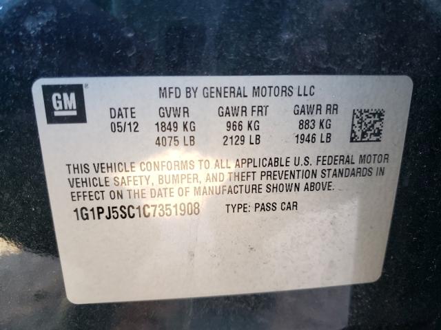 2012 CHEVROLET CRUZE ECO 1G1PJ5SC1C7351908