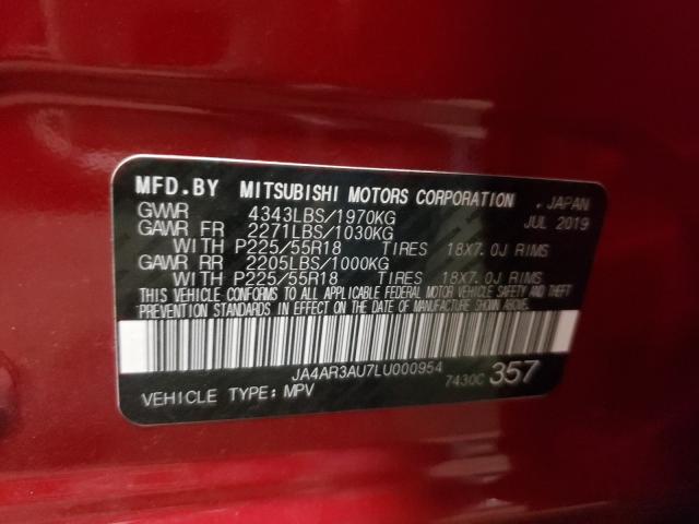 2020 MITSUBISHI OUTLANDER JA4AR3AU7LU000954