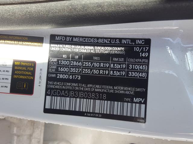 2018 MERCEDES-BENZ GLE 350 4JGDA5JB3JB038318