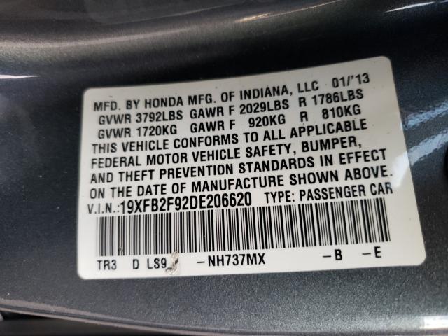 2013 HONDA CIVIC EXL 19XFB2F92DE206620