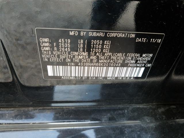 2019 SUBARU LEGACY SPO 4S3BNAR66K3016048