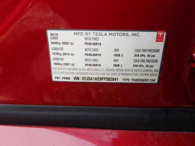 2015 TESLA MODEL S 85 5YJSA1H29FF082841