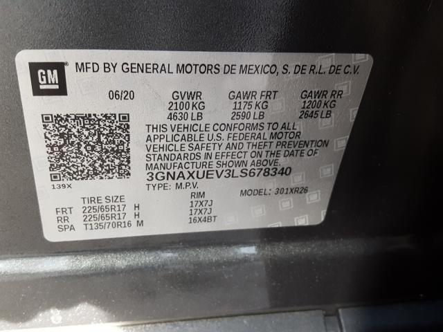 2020 CHEVROLET EQUINOX LT 3GNAXUEV3LS678340