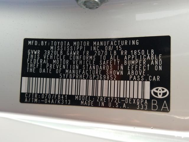2016 TOYOTA COROLLA EC 5YFBPRHE7GP369852