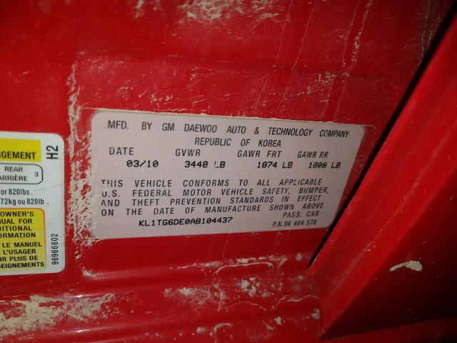 2010 CHEVROLET AVEO LT KL1TG6DE0AB104437