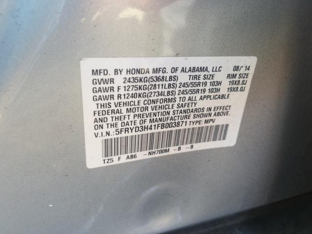 2015 ACURA MDX TECHNO 5FRYD3H41FB003871