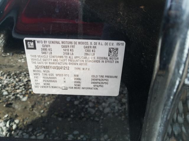2010 CADILLAC SRX PERFOR 3GYFNBEY4AS641212