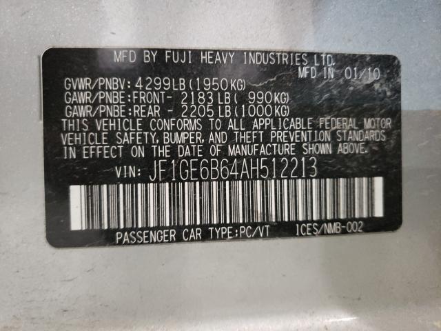 2010 SUBARU IMPREZA 2. JF1GE6B64AH512213
