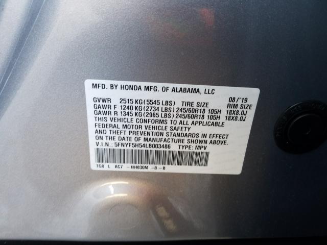 2020 HONDA PILOT EXL 5FNYF5H54LB003486