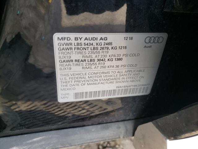 2019 AUDI Q5 PREMIUM WA1BNAFY8K2038977