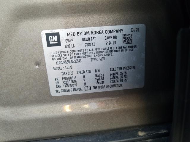 2020 CHEVROLET TRAX LS KL7CJKSB0LB333549