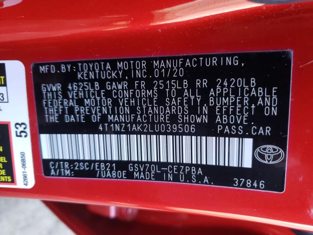 2020 TOYOTA CAMRY TRD 4T1NZ1AK2LU039506