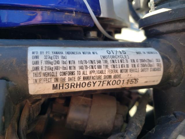 2015 YAMAHA YZFR3 MH3RH06Y7FK001156