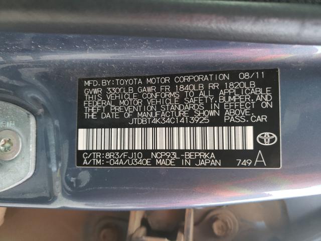 2012 TOYOTA YARIS JTDBT4K34C1413925
