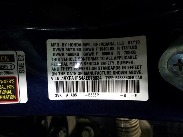 2010 HONDA CIVIC LX 19XFA1F54AE075034