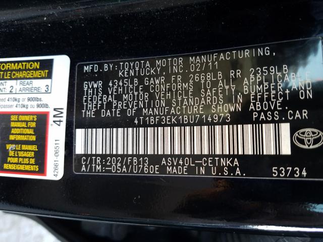 2011 TOYOTA CAMRY BASE 4T1BF3EK1BU714973