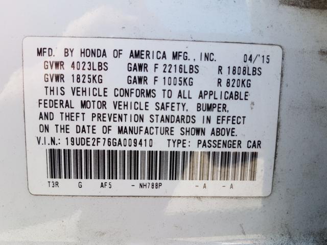 2016 ACURA ILX PREMIU 19UDE2F76GA009410