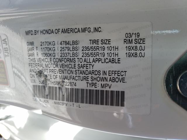 2019 ACURA RDX TECHNO 5J8TC1H58KL022874