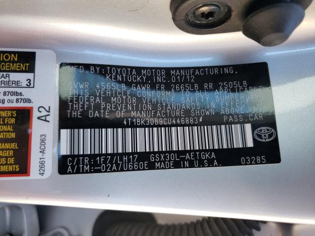 2012 TOYOTA AVALON BAS 4T1BK3DB9CU446883