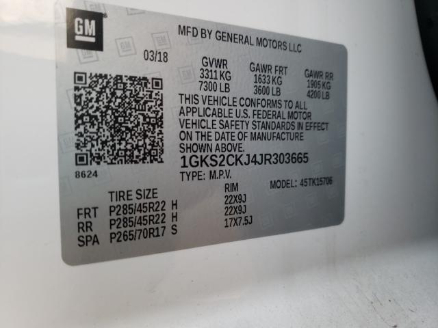 2018 GMC YUKON DENA 1GKS2CKJ4JR303665