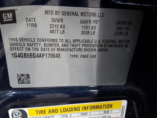 2010 BUICK LACROSSE C 1G4GB5EG4AF170643