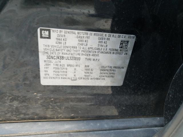 2018 CHEVROLET TRAX LS 3GNCJKSB1JL320699