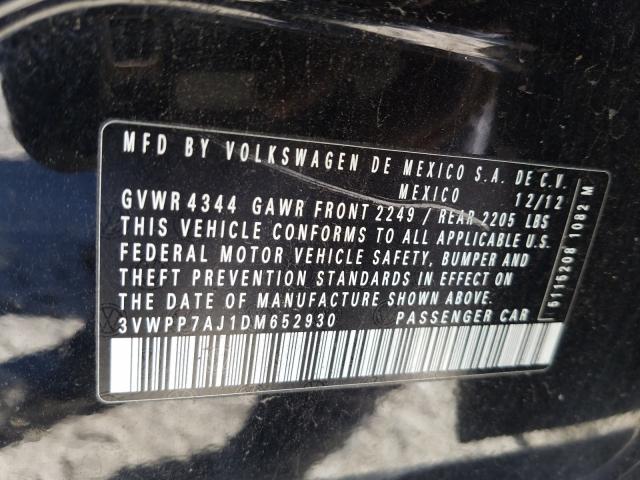 2013 VOLKSWAGEN JETTA S 3VWPP7AJ1DM652930