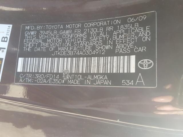 2010 TOYOTA SCION TC JTKDE3B74A0304912