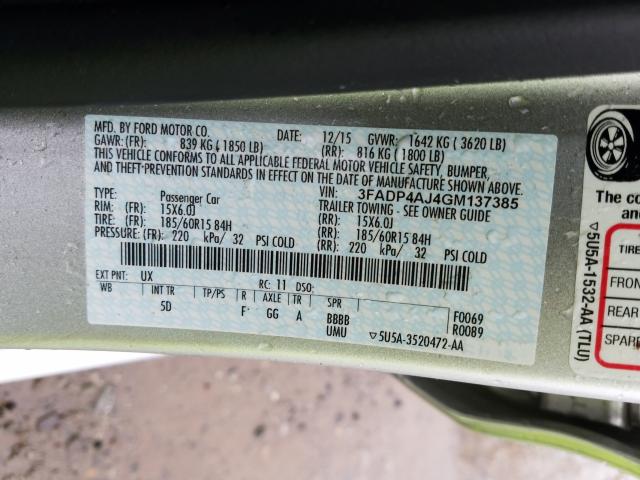 2016 FORD FIESTA S 3FADP4AJ4GM137385