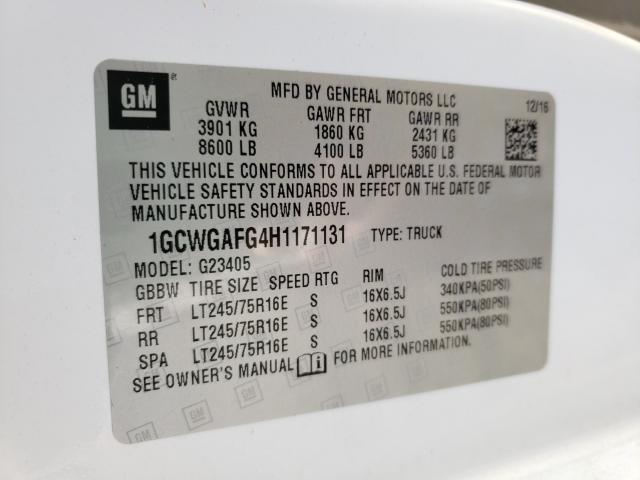 2017 CHEVROLET EXPRESS G2 1GCWGAFG4H1171131