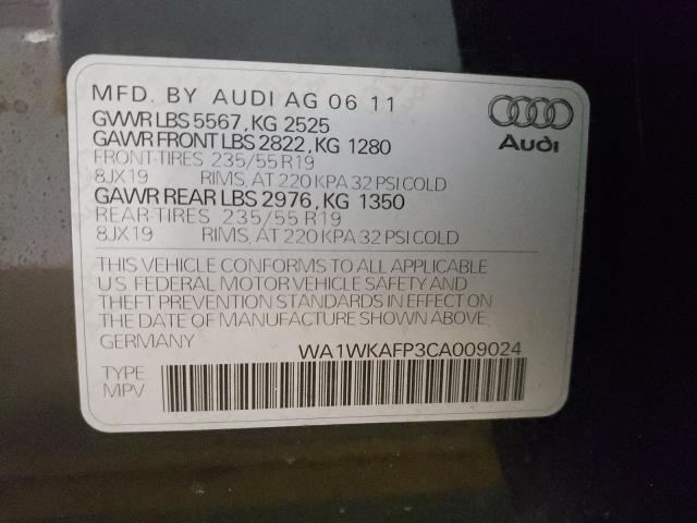 2012 AUDI Q5 PRESTIG WA1WKAFP3CA009024