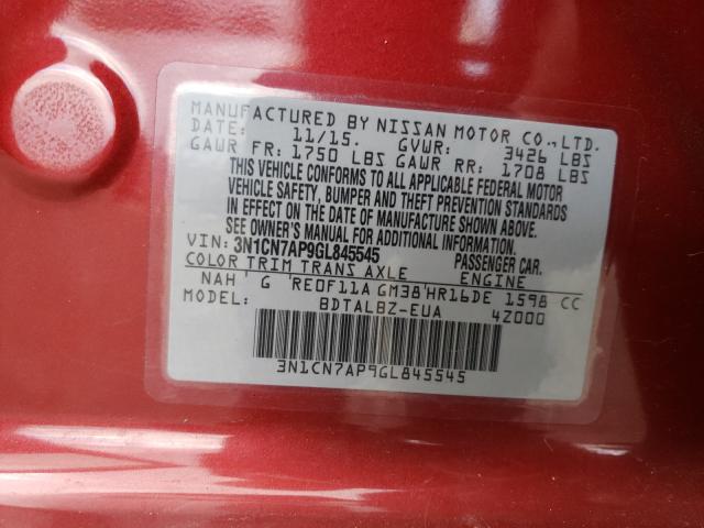 2016 NISSAN VERSA 3N1CN7AP9GL845545