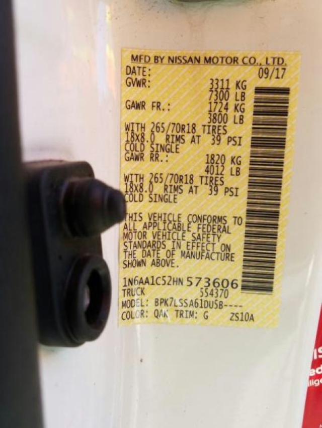 2017 NISSAN TITAN SV 1N6AA1C52HN573606
