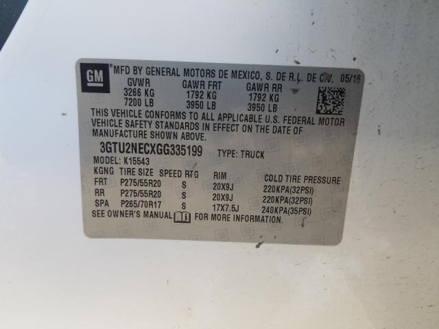 2016 GMC SIERRA K15 3GTU2NECXGG335199