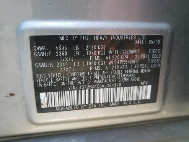 2010 SUBARU OUTBACK 3. 4S4BRDKC8A2384978