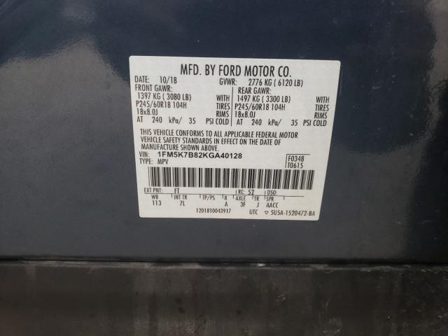 2019 FORD EXPLORER 1FM5K7B82KGA40128