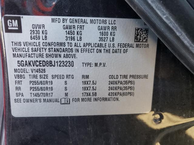 2011 BUICK ENCLAVE CX 5GAKVCED8BJ123230