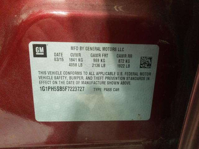 2015 CHEVROLET CRUZE ECO 1G1PH5SB5F7223727