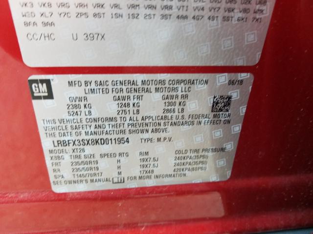 2019 BUICK ENVISION P LRBFX3SX8KD011954